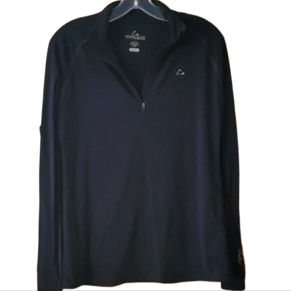 Paradox Womans Black Lightweight Wool Blend Quarter Zip Pullover Size Large